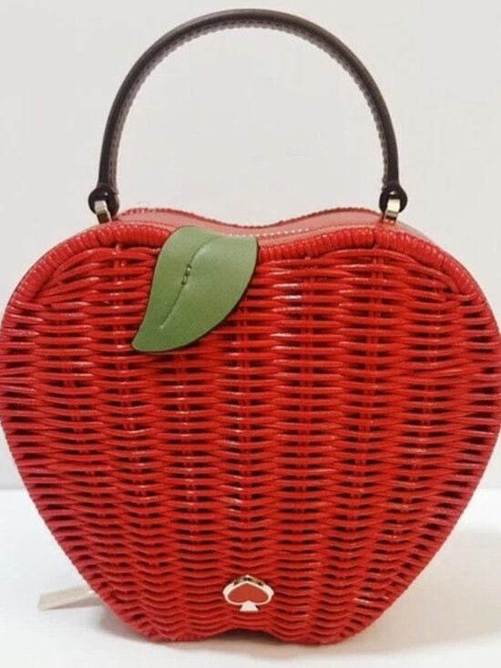 kate spade Handbags - Kate Spade Honeycrisp 3D Red Apple Wicker Crossbody NWT